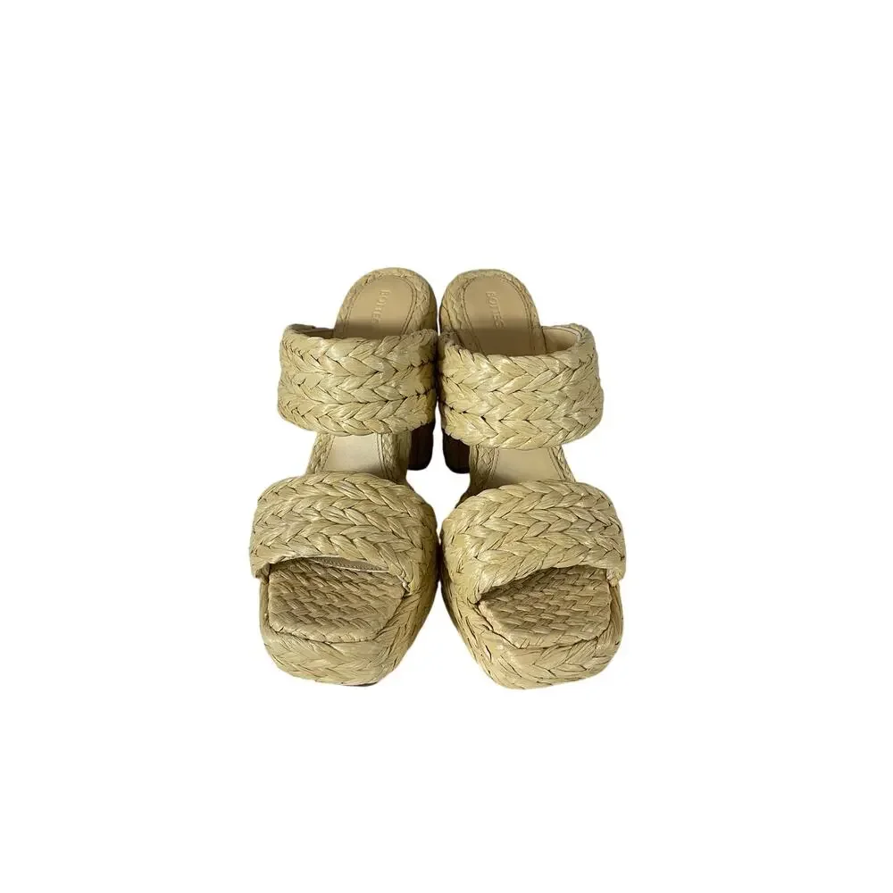 Bottega Veneta Braided Jute Trinity Platform Sandals Size US 8.5